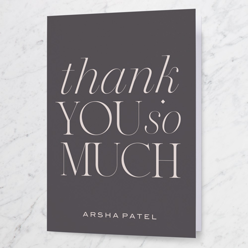 Bold Serif Thank You Card, Grey, 3x5, Matte, Folded Smooth Cardstock