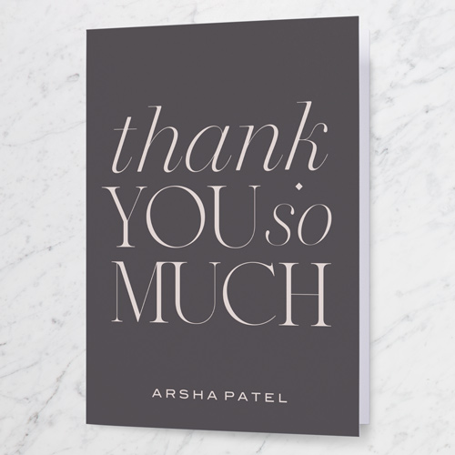 Bold Serif Thank You Card, Grey, 3x5, Matte, Folded Smooth Cardstock