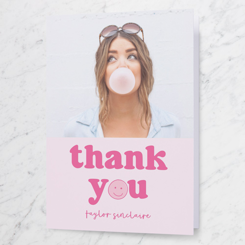 Smile Gratitude Thank You Card, Pink, 3x5, Matte, Folded Smooth Cardstock