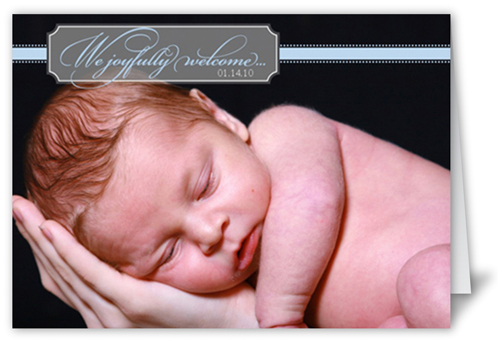 Welcome Billet Blue Birth Announcement, Blue, Pearl Shimmer Cardstock, Square