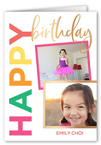 Bold Happy Birthday Birthday Card, Pink, 5x7, Matte, Folded Smooth Cardstock, Square