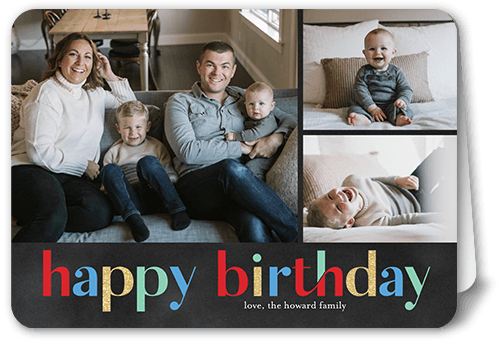 Serif Fun Birthday Card, Grey, 5x7 Folded, Matte, Folded Smooth Cardstock, Rounded