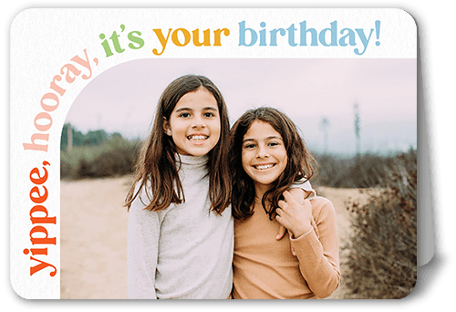 Yippee Hooray Birthday Card, Rounded Corners