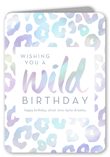 Wild Pattern Birthday Card, Purple, 5x7 Folded, Matte, Folded Smooth Cardstock, Rounded, White