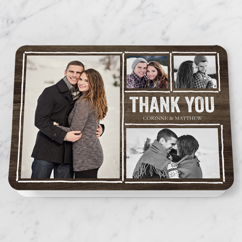 Rustic Enchantment Thank You Card, Brown, Pearl Shimmer Cardstock, Rounded