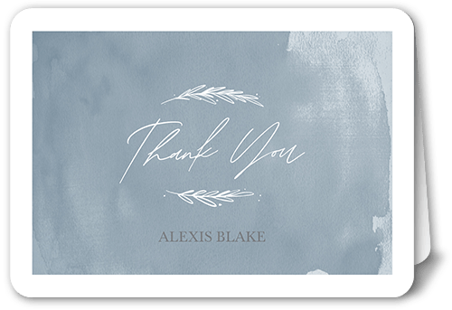 Watercolor Beginnings Thank You Card, Blue, 5x7 Folded, Pearl Shimmer Cardstock, Rounded