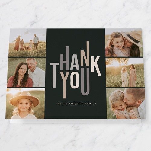 Stacked Gratitude Thank You Card, Black, 5x7 Folded, Matte, Folded Smooth Cardstock, Square, Black