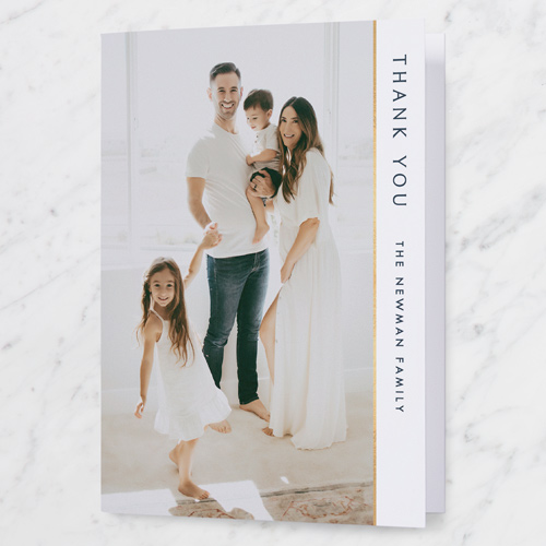 Honest Sidebar Thank You Card, White, 5x7 Folded, Pearl Shimmer Cardstock, Square