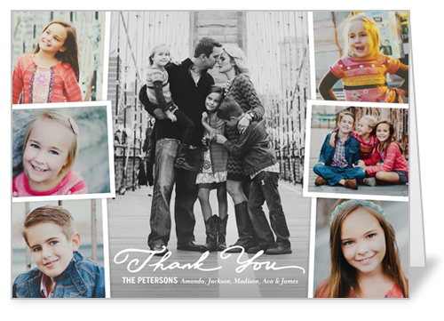 Cherished Moments Collage Thank You Card, White, Matte, Folded Smooth Cardstock, Rounded