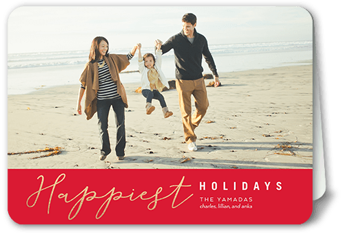Classic Banner Holiday Card, Red, 5x7 Folded, Holiday, Matte, Folded Smooth Cardstock, Rounded