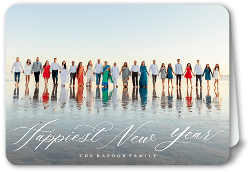 Elegant Letters Holiday Card, White, 5x7 Folded, New Year, Matte, Folded Smooth Cardstock, Rounded, White