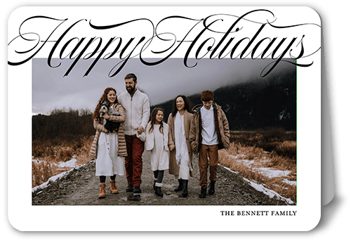 Simple Modern Snapshot Holiday Card, White, 5x7 Folded, Holiday, Pearl Shimmer Cardstock, Rounded