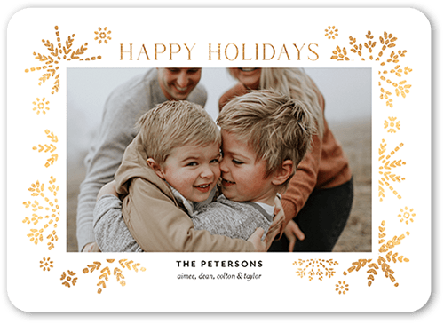 Editable Snowflake Frame Holiday Card, White, 5x7 Folded, Holiday, Matte, Folded Smooth Cardstock, Rounded, White