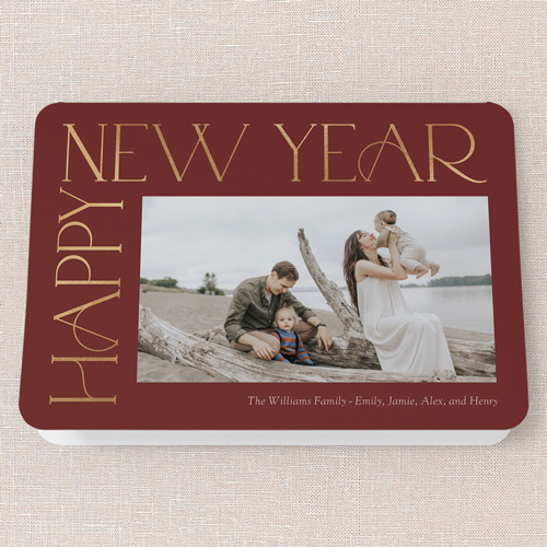 Side Serifs Holiday Card, Red, 5x7 Folded, New Year, Matte, Folded Smooth Cardstock, Rounded