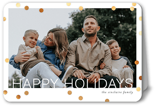 Modern Polka Dot Holiday Card, White, 5x7 Folded, Holiday, Matte, Folded Smooth Cardstock, Rounded, White