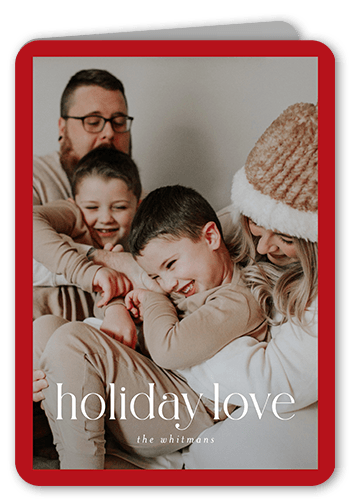 Minimalist Photo Frame Holiday Card, Red, 5x7, Holiday, Pearl Shimmer Cardstock, Rounded
