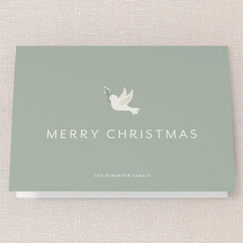 Peaceful Simplicity Holiday Card, Green, 5x7 Folded, Christmas, Matte, Folded Smooth Cardstock, Square, Leafy