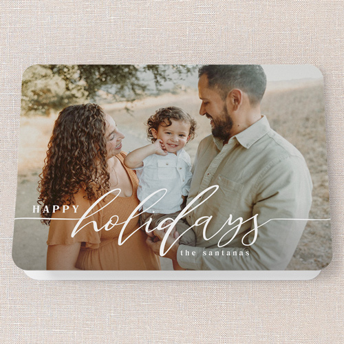 Timeless Tidings Holiday Card, White, 5x7 Folded, Holiday, Pearl Shimmer Cardstock, Rounded, White