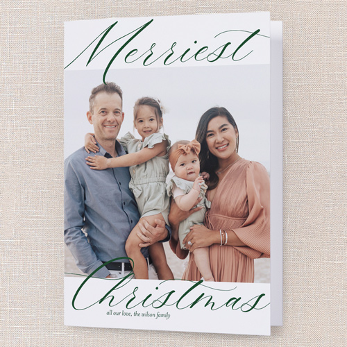 Merry Memory Holiday Card, White, 5x7 Folded, Christmas, Pearl Shimmer Cardstock, Square