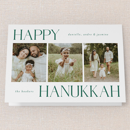 Simplistic Style Holiday Card, White, 5x7 Folded, Hanukkah, Pearl Shimmer Cardstock, Square, White