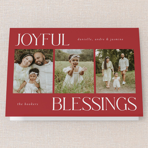 Simplistic Style Holiday Card, Red, 5x7 Folded, Religious, Pearl Shimmer Cardstock, Square, Spanish Red