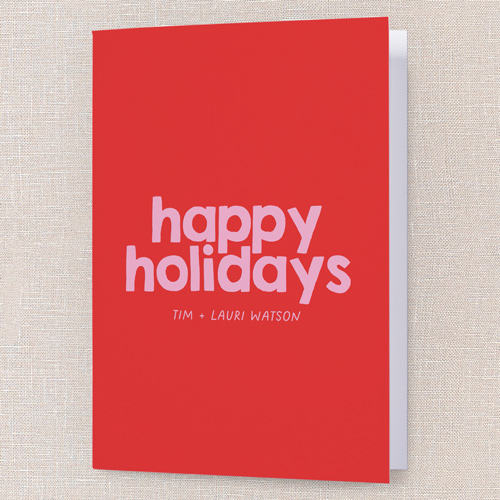 Festively Fun Holiday Card, Red, 5x7 Folded, Holiday, Pearl Shimmer Cardstock, Square