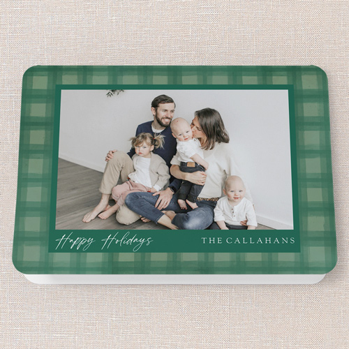 Pleasant Plaid Holiday Card, Green, 5x7 Folded, Holiday, Matte, Folded Smooth Cardstock, Rounded, Spruce