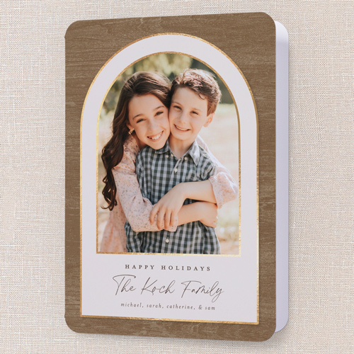 Cozy Arch Holiday Card, Brown, 5x7 Folded, Holiday, Matte, Folded Smooth Cardstock, Rounded, Taupe