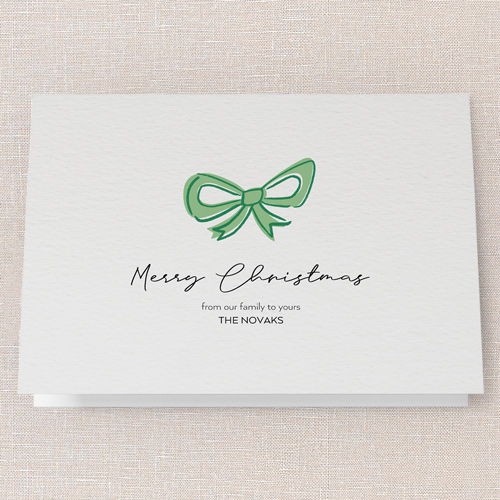 Joyful Bow Tidings Holiday Card, Green, 5x7 Folded, Christmas, Matte, Folded Smooth Cardstock, Square