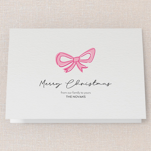 Joyful Bow Tidings Holiday Card, Pink, 5x7 Folded, Christmas, Matte, Folded Smooth Cardstock, Square