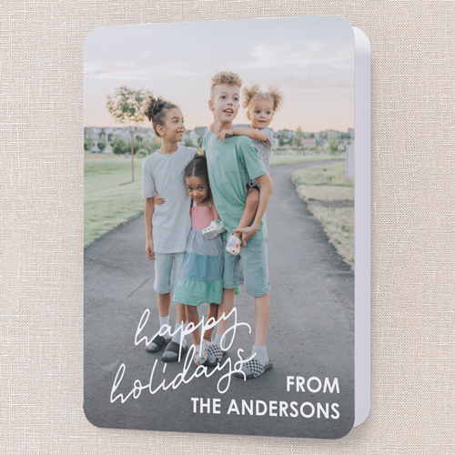 Family Signoff Holiday Card, White, 5x7 Folded, Holiday, Matte, Folded Smooth Cardstock, Rounded, White