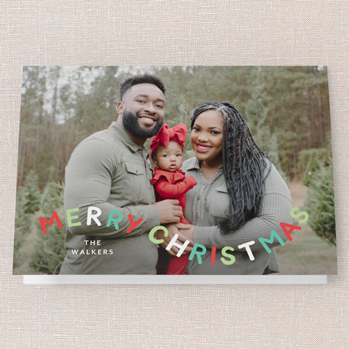 Creatively Curved Holiday Card, White, 5x7 Folded, Christmas, Pearl Shimmer Cardstock, Square, White