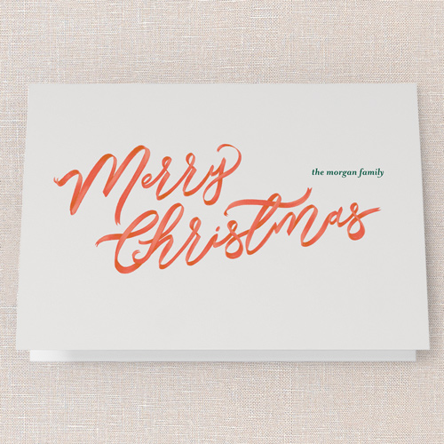 Stylized Brushstrokes Holiday Card, White, 5x7 Folded, Christmas, Pearl Shimmer Cardstock, Square, White