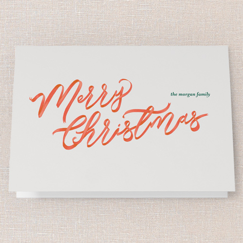 Stylized Brushstrokes Holiday Card, White, 5x7 Folded, Christmas, Pearl Shimmer Cardstock, Square