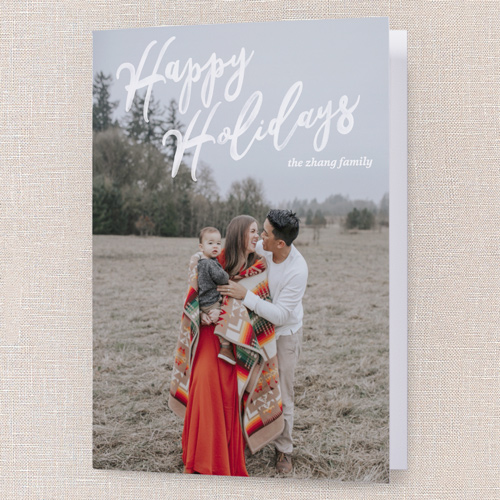 Scripted Winter Wishes Holiday Card, White, 5x7 Folded, Holiday, Matte, Folded Smooth Cardstock, Square, White