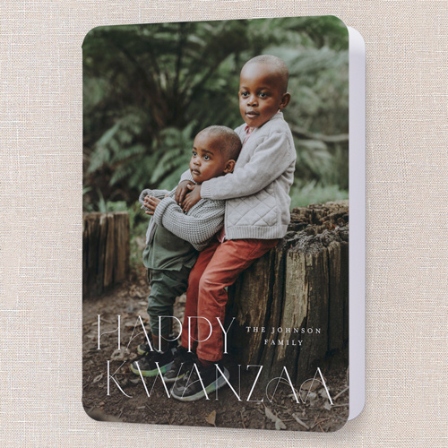 Classic Holiday Elegance Holiday Card, White, 5x7 Folded, Kwanzaa, Matte, Folded Smooth Cardstock, Rounded, White