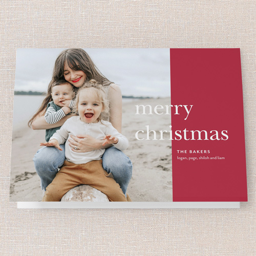 Simple Joyful Moments Holiday Card, Red, 5x7 Folded, Christmas, Pearl Shimmer Cardstock, Square