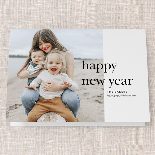 Simple Joyful Moments Holiday Card, White, 5x7 Folded, New Year, Pearl Shimmer Cardstock, Square