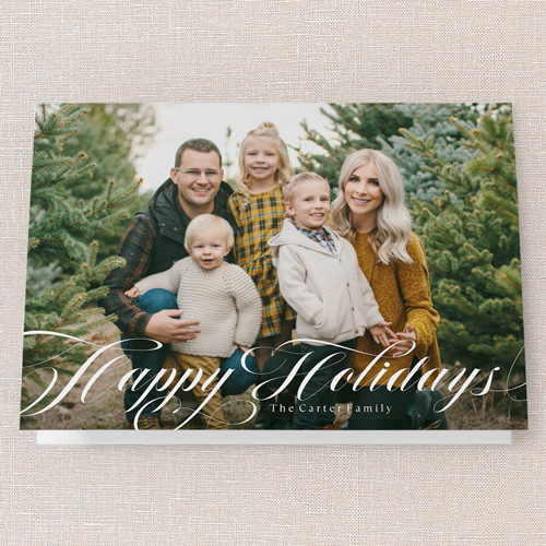 Swirling Sentiments Holiday Card, White, 5x7 Folded, Holiday, Pearl Shimmer Cardstock, Square