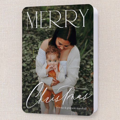 Trendy Type Holiday Card, White, 5x7 Folded, Christmas, Matte, Folded Smooth Cardstock, Rounded, White