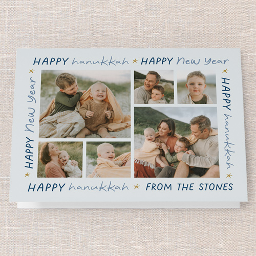 Happy Holiday Tidings Holiday Card, Beige, 5x7 Folded, Hanukkah, Pearl Shimmer Cardstock, Square