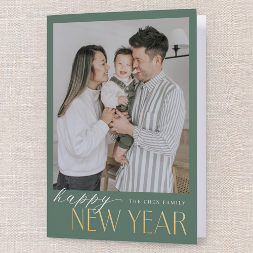 Merry Modern Tidings Holiday Card, Green, 5x7 Folded, New Year, Matte, Folded Smooth Cardstock, Square, Green