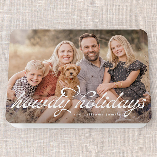 Howdy Holidays Holiday Card, White, 5x7 Folded, Holiday, Pearl Shimmer Cardstock, Rounded