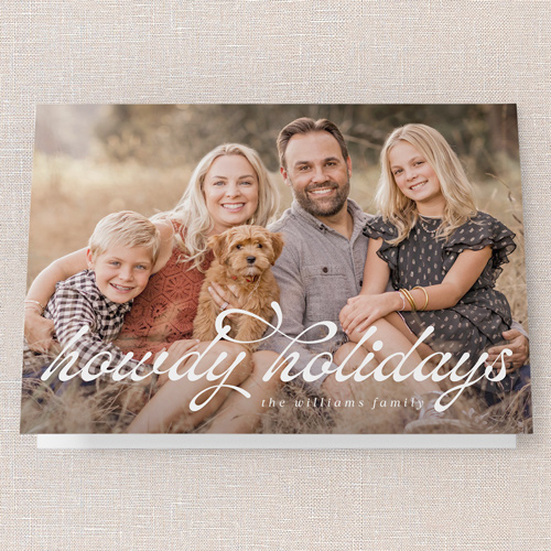 Howdy Holidays Holiday Card, White, 5x7 Folded, Holiday, Pearl Shimmer Cardstock, Square