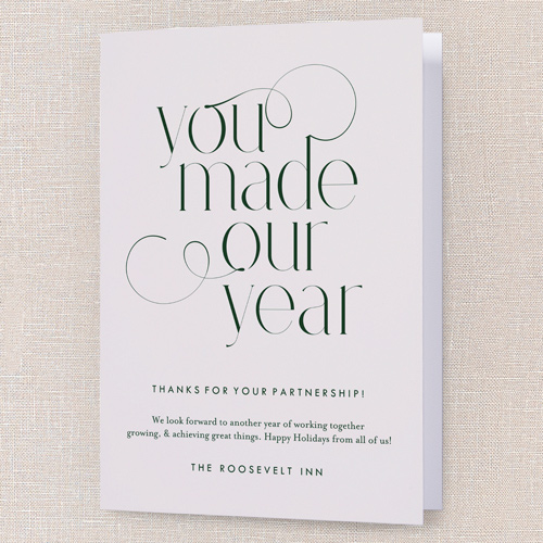 Clean Flourish Holiday Card, Grey, 5x7 Folded, Holiday, Pearl Shimmer Cardstock, Square, Whisper Gray