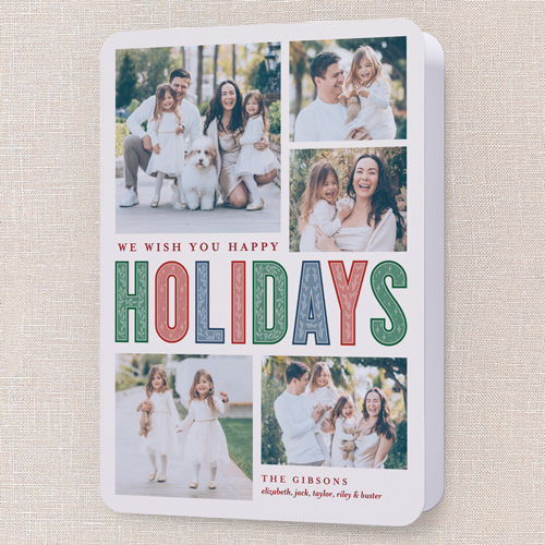 Pattern Type Holiday Card, White, 5x7 Folded, Holiday, Matte, Folded Smooth Cardstock, Rounded, Almond