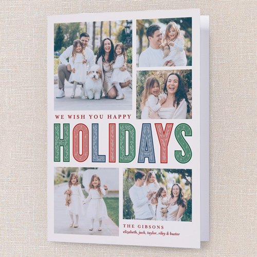 Pattern Type Holiday Card, White, 5x7 Folded, Holiday, Matte, Folded Smooth Cardstock, Square, Almond