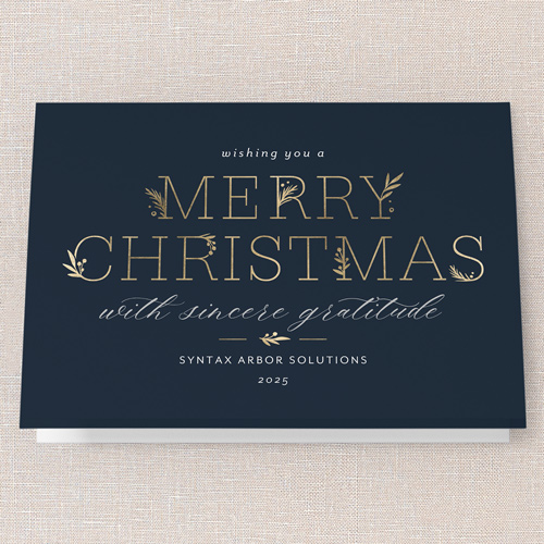 Embracing Elegant Holiday Card, Blue, 5x7 Folded, Christmas, Matte, Folded Smooth Cardstock, Square, Nautical