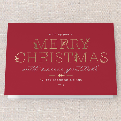 Embracing Elegant Holiday Card, Red, 5x7 Folded, Christmas, Pearl Shimmer Cardstock, Square, Winterberry