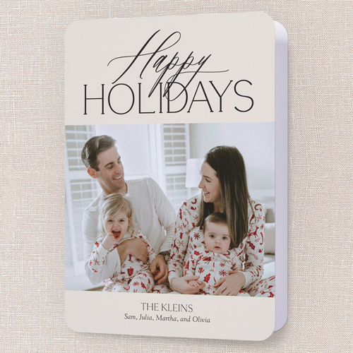 Jolly Gallery Holiday Card, Beige, 5x7 Folded, Holiday, Pearl Shimmer Cardstock, Rounded, Cream